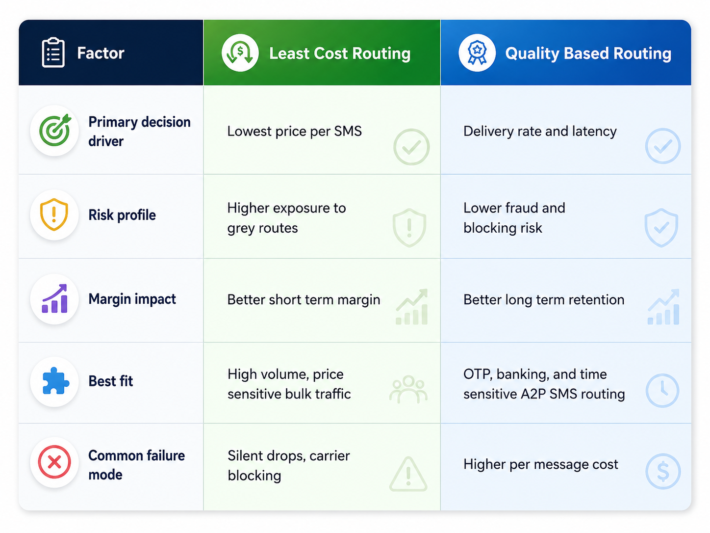 Least Cost Routing vs Quality Routing Comparison